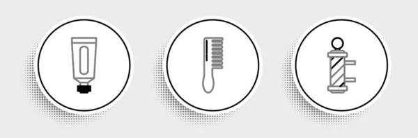 Klasik Berber Dükkanı Direği Krem Losyon Kozmetik Tüpü Saç Fırçası — Stok Vektör