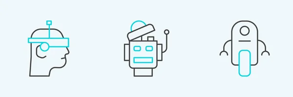 Zestaw Linii Robot Inteligentne Okulary Ikona Wektor — Wektor stockowy