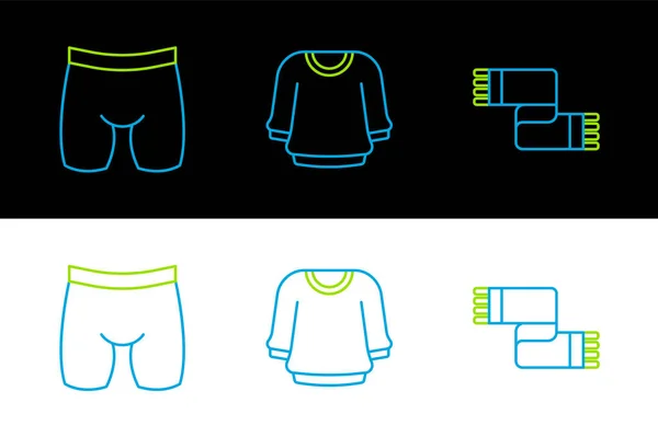 设置系列冬季围巾 自行车短裤和汗衫图标 — 图库矢量图片