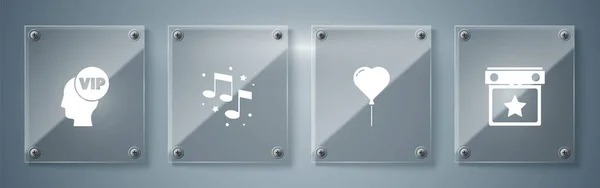 Set Fête Calendrier Ballon Forme Coeur Note Musique Ton Vip — Image vectorielle
