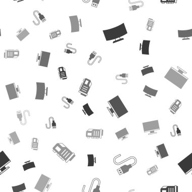 Bilgisayar monitörü ekranını, USB kablo kablosunu ve Video grafik kartını pürüzsüz desen üzerinde ayarla. Vektör