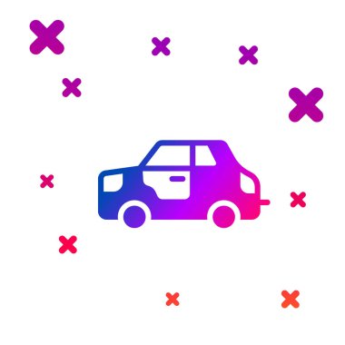 Beyaz arkaplanda izole edilmiş renkli araba simgesi. Kademeli rastgele dinamik şekiller. Vektör.