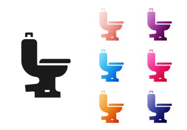 Siyah klozet ikonu beyaz arka planda izole edilmiş. Simgeleri renklendirin. Vektör.