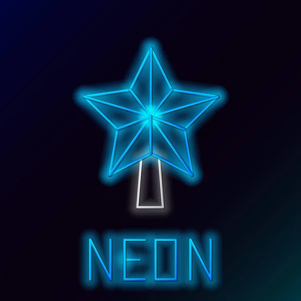 Gloeiende Neon Lijn Kerst Ster Pictogram Geïsoleerd Zwarte Achtergrond Vrolijk — Stockvector