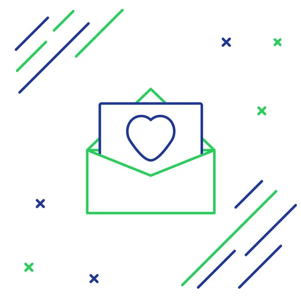 Linje Kuvert Med Valentine Hjärta Ikon Isolerad Vit Bakgrund Meddelandekärlek — Stock vektor