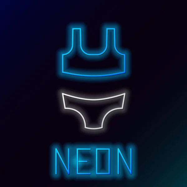 Glödande Neon Linje Sommar Strand Baddräkt Ikon Isolerad Svart Bakgrund — Stock vektor