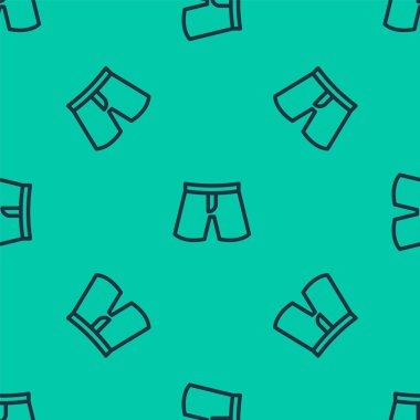 Mavi çizgi kısa veya pantolon simgesi yeşil arka planda izole edilmiş pürüzsüz desen. Vektör
