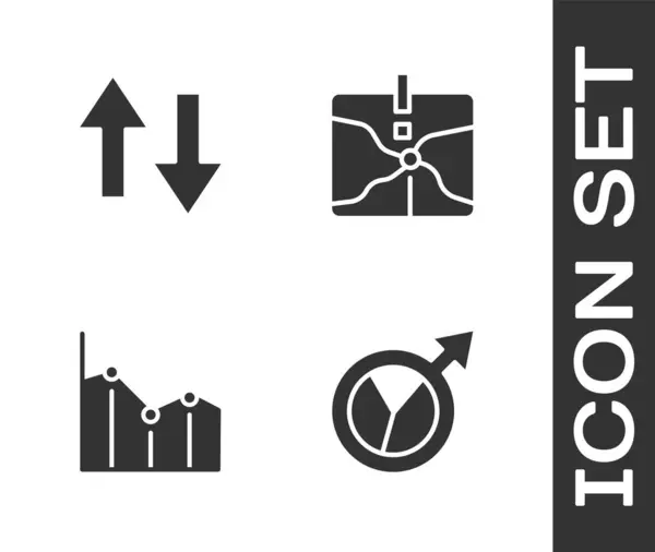 Встановити Фінансове Зростання Стріла Піа Графіки Інфографіки Ікона Точки Перетину — стоковий вектор