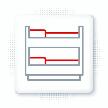 Ranzanın çizgi yatak simgesi beyaz arkaplanda izole edildi. Renkli taslak konsepti. Vektör