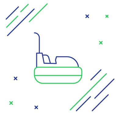 Çizgi çarpışan araba simgesi beyaz arkaplanda izole edildi. Eğlence parkı. Çocuklar için eğlence parkı, eğlence parkı. Renkli taslak konsepti. Vektör