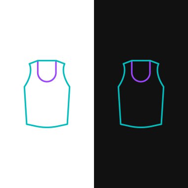 Line Undershirt simgesi beyaz ve siyah arkaplanda izole edildi. Renkli taslak konsepti. Vektör