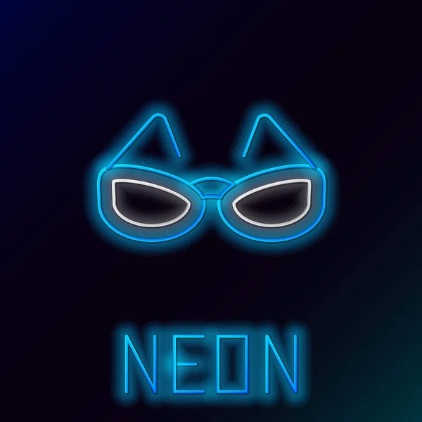 Zářící Neonová Čára Ikona Brýlí Izolovaná Černém Pozadí Symbol Brýlového — Stockový vektor