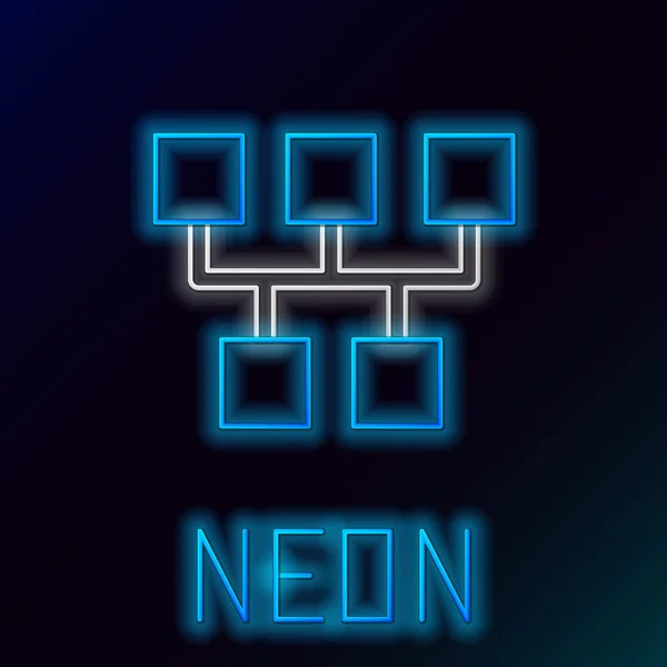 Leuchtende Neon Linie Schaltgetriebe Symbol Isoliert Auf Schwarzem Hintergrund Übertragungssymbol — Stockvektor