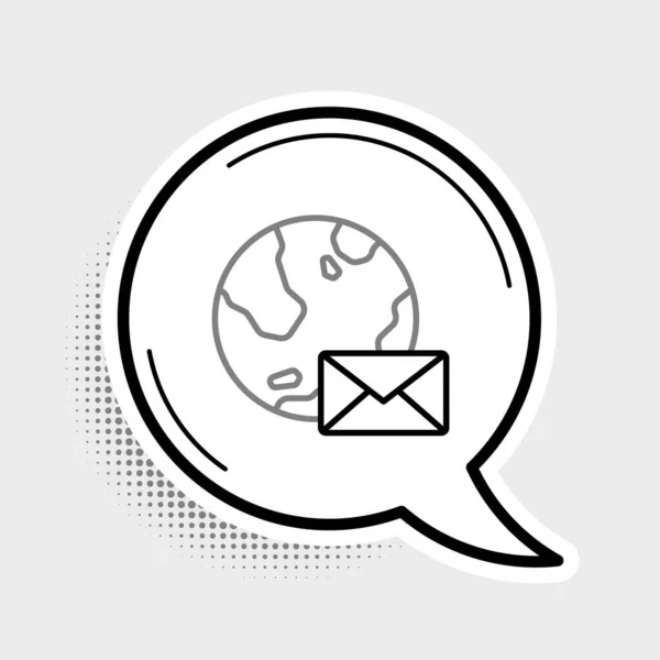Linia Ziemia Globus Pocztą Ikoną Mail Izolowane Szarym Tle Mail — Wektor stockowy