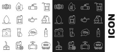 Demiryolu deposu, endüstriyel gaz tankı, petrol ve endüstriyel fabrika binası, endüstriyel metalik boru vanası, benzin, damla ve motor makine yağı ikonu için tüp. Vektör