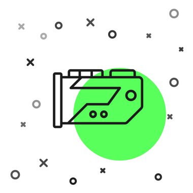Siyah çizgi Video Grafik Kart simgesi beyaz arkaplanda izole edildi. Vektör