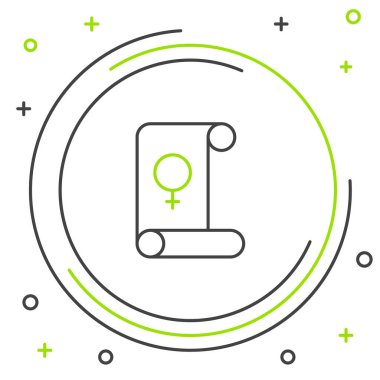 Beyaz arkaplanda izole edilmiş çizgi feminizmi simgesi. Özgürlük, bağımsızlık, eşitlik için savaş. Renkli taslak konsepti. Vektör