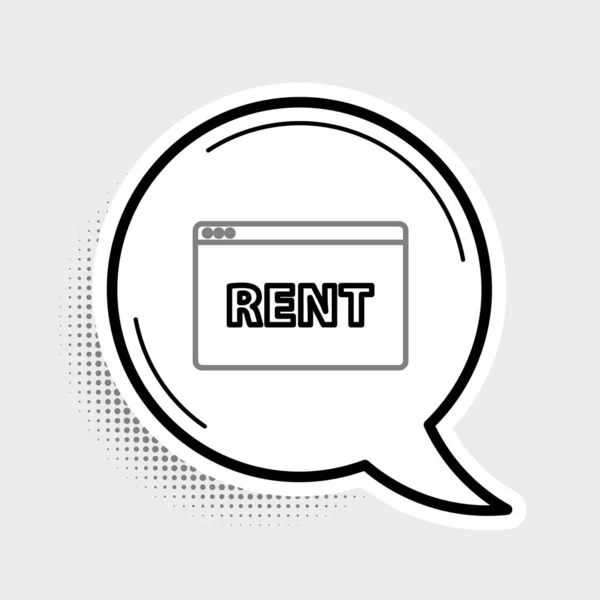 Line Hanging Sign Text Online Rent Icon Isolated Grey Background — Stock Vector