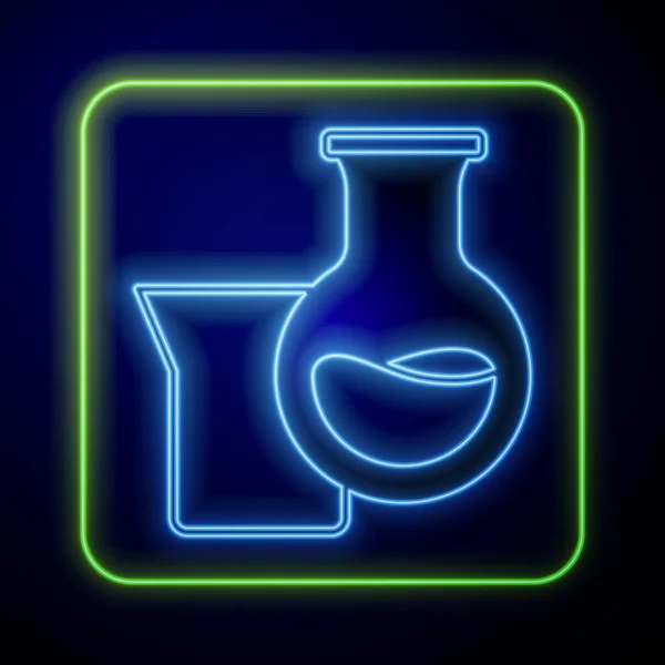 Zářící Neonový Olej Benzínová Zkumavka Ikona Izolované Modrém Pozadí Vektor — Stockový vektor