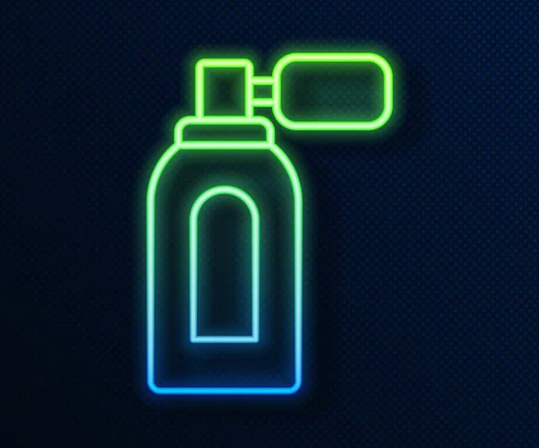 Linea Fluorescente Aftershave Bottiglia Con Icona Atomizzatore Isolato Sfondo Blu — Vettoriale Stock