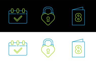 8 Mart 'ta, Takvim' de ve Castle 'da kalp ikonu şeklinde tebrik kartı hazırlayın. Vektör