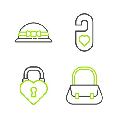 Sıraya geçin, Castle kalp şeklinde, lütfen rahatsız etmeyin ve zarif kadın şapkası ikonu. Vektör