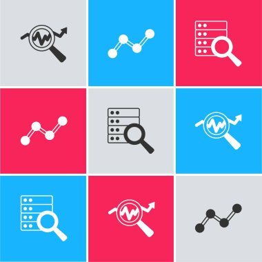 Arama veri analizini, grafik grafik bilgisini ve sunucu simgesini ayarla. Vektör