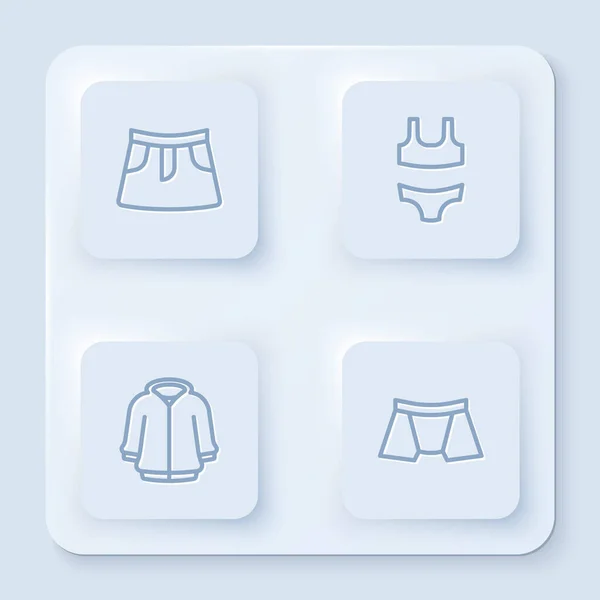セットラインスカート パーカーと男性パンツ 白い四角形のボタン ベクトル — ストックベクタ