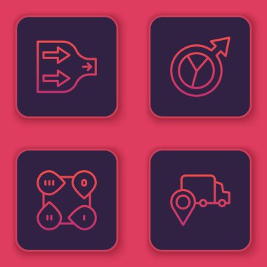 Satır Arrow, Infographic element, Finansal büyüme ve Teslimat izleme. Mavi kare düğme. Vektör.