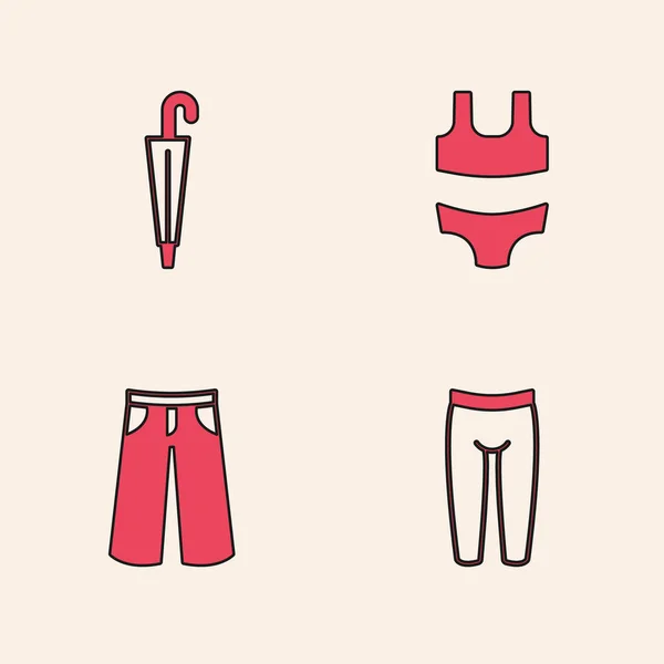 设置腿伞式泳衣和裤子图标 — 图库矢量图片