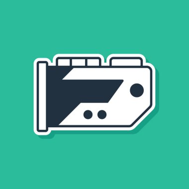 Mavi Video Grafik Kart simgesi yeşil arkaplanda izole edildi. Vektör