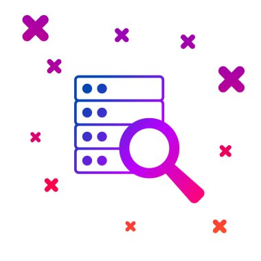 Renk Sunucusu, Data, Web sunucu simgesi beyaz arkaplanda izole edildi. Kademeli rastgele dinamik şekiller. Vektör