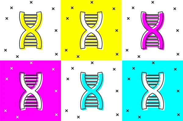 Set Dna Symbol Icon Isolated Color Background Vector — Stock Vector