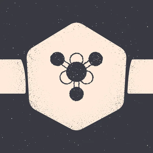 Ikona Grunge Molecule Izolovaná Šedém Pozadí Struktura Molekul Chemii Učitelé — Stockový vektor