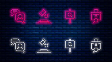 Kadın hakları, feminist aktivist, cinsiyet eşitliği ve kadın için çalışma. Tuğla duvarda parlayan neon simgesi. Vektör