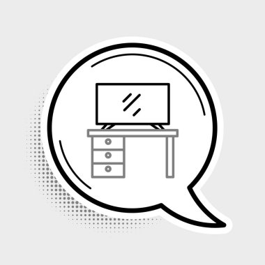 Çizgi TV masası simgesi gri arkaplanda izole edildi. Renkli taslak konsepti. Vektör