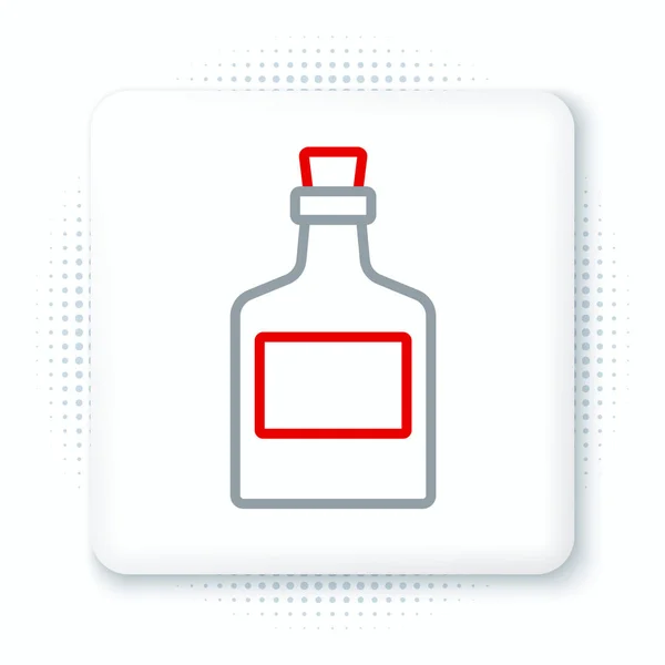 Linea Bevanda Alcolica Icona Bottiglia Rum Isolata Sfondo Bianco Concetto — Vettoriale Stock