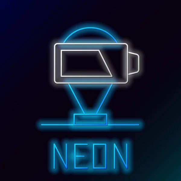 Glödande Neon Line Batteri Laddningsnivå Indikator Ikon Isolerad Svart Bakgrund — Stock vektor