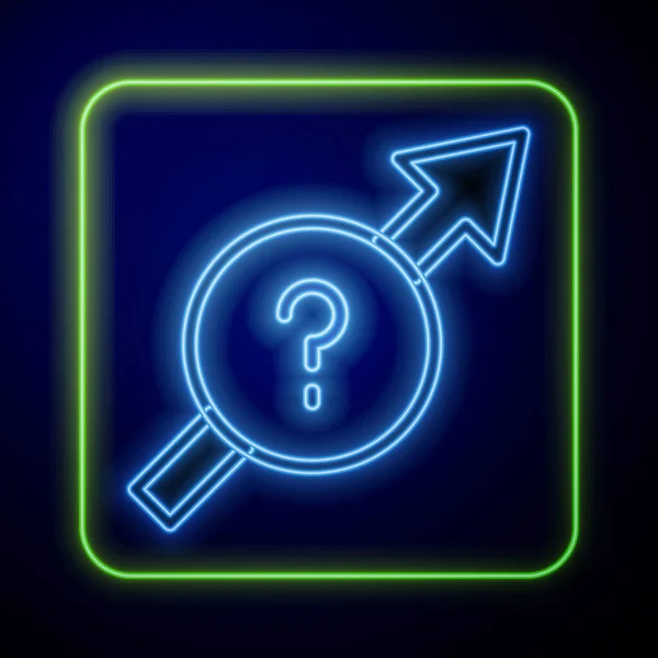 Zářící Ikona Neonové Šipky Izolovaná Modrém Pozadí Symbol Směr Šipky — Stockový vektor