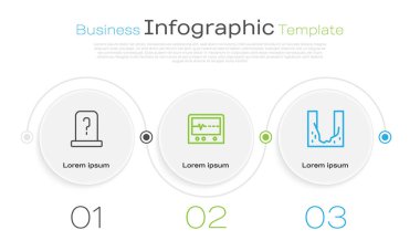 Mezar taşıyla bir hat çiz, monitörde döverek öldür ve mezar kazıp çukur kaz. Ticari bilgi şablonu. Vektör.