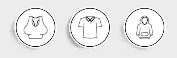 Set Line Hoodie Undershirt Shirt Icon Vector — Stock Vector