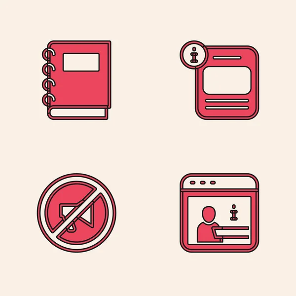 Set Information Notebook Censored Stamp Icon Vector — Stock Vector