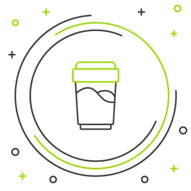 Beyaz arkaplanda izole edilmiş su ikonu olan çizgi camları. Soda bardağı. Renkli taslak konsepti. Vektör