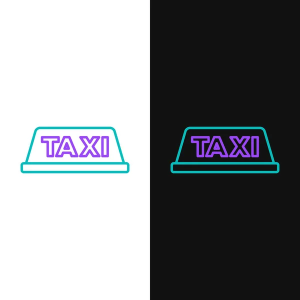 Line Taxi Car Roof Icon Isolated White Black Background Colorful — Stock Vector