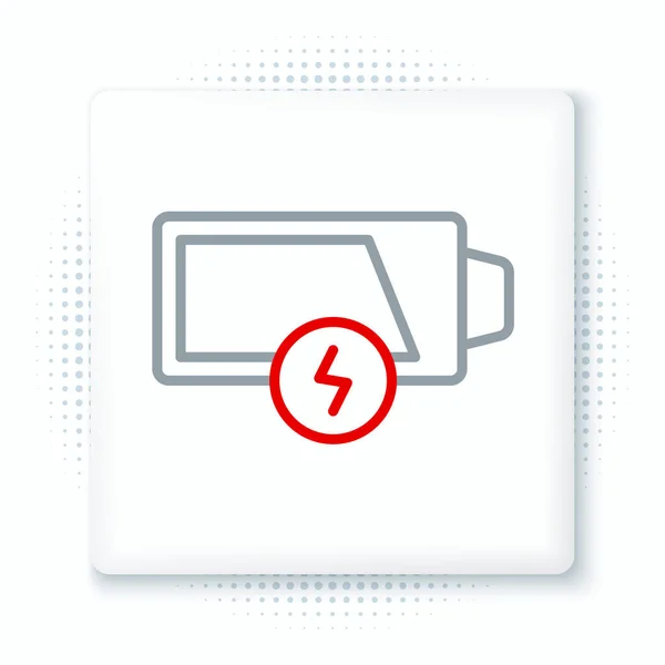 Ligne Icône Indicateur Niveau Charge Batterie Isolé Sur Fond Blanc — Image vectorielle