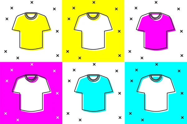 Définir Icône Shirt Isolé Sur Fond Couleur Vecteur — Image vectorielle