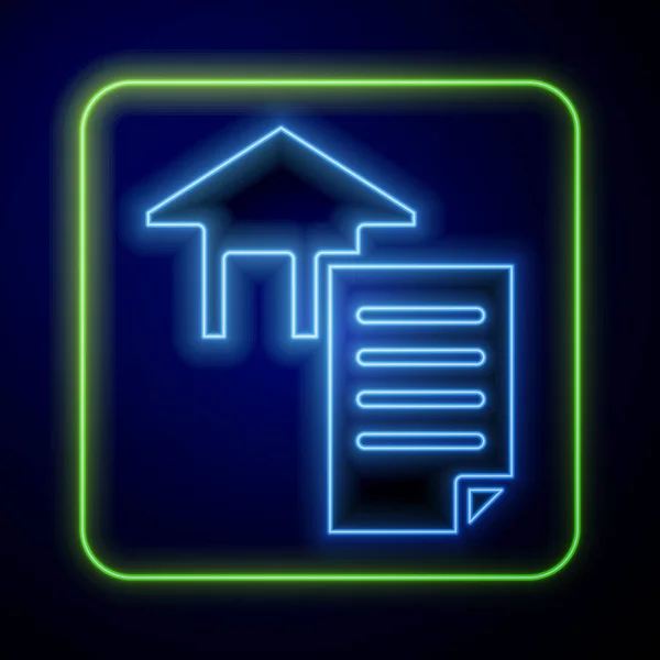 Glowing Neon House Contract Icon Isolated Blue Background Contract Creation — Stock Vector