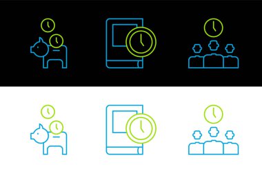 Zaman Yönetimi, para ve kitap ikonu için kumbarayı ayarla. Vektör