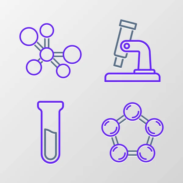 Ορισμός Μορίου Γραμμής Δοκιμαστικό Σωλήνα Και Φιάλη Μικροσκόπιο Και Εικονίδιο — Διανυσματικό Αρχείο