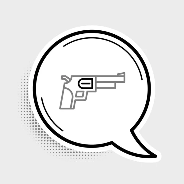 Icône Pistolet Line Revolver Isolée Sur Fond Gris Concept Contour — Image vectorielle